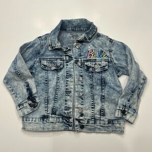 Barbie Girls XS 4-5 Embroidered Lightwash Denim Jacket Like New